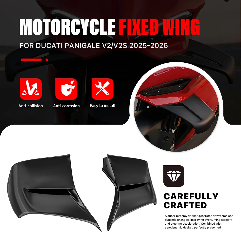 Spoiler ad Ala Fissa per Moto DUCATI PANIGALE V2 V2S 2025-2026, Alettone Aerodinamico Anteriore, Alette Laterali, Kit Carena
