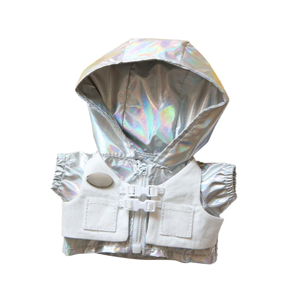 Stylish Silver Fake Two Windbreakers Mini Plush Doll'S Clothes Outfit Accessories for 17cm Korea Kpop Exo Labubu Clothing Gift