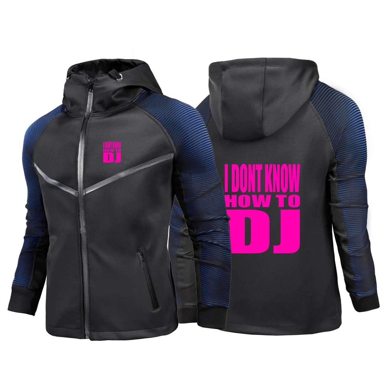 Rock Punk I DONT KNOW HOW TO DJ Logo Men's Spring and Autumn Zipper Sportswear Fashion Motorcycle Sports Jacket Hoodies