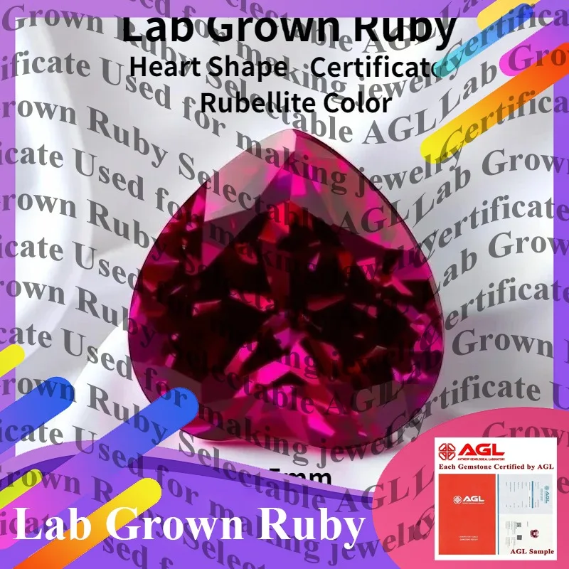 

Lab Grown Ruby Heart Cut for Jewelry Making DIY Charms Ring Necklace Earrings Components Rubellite Color Lab Created Ruby