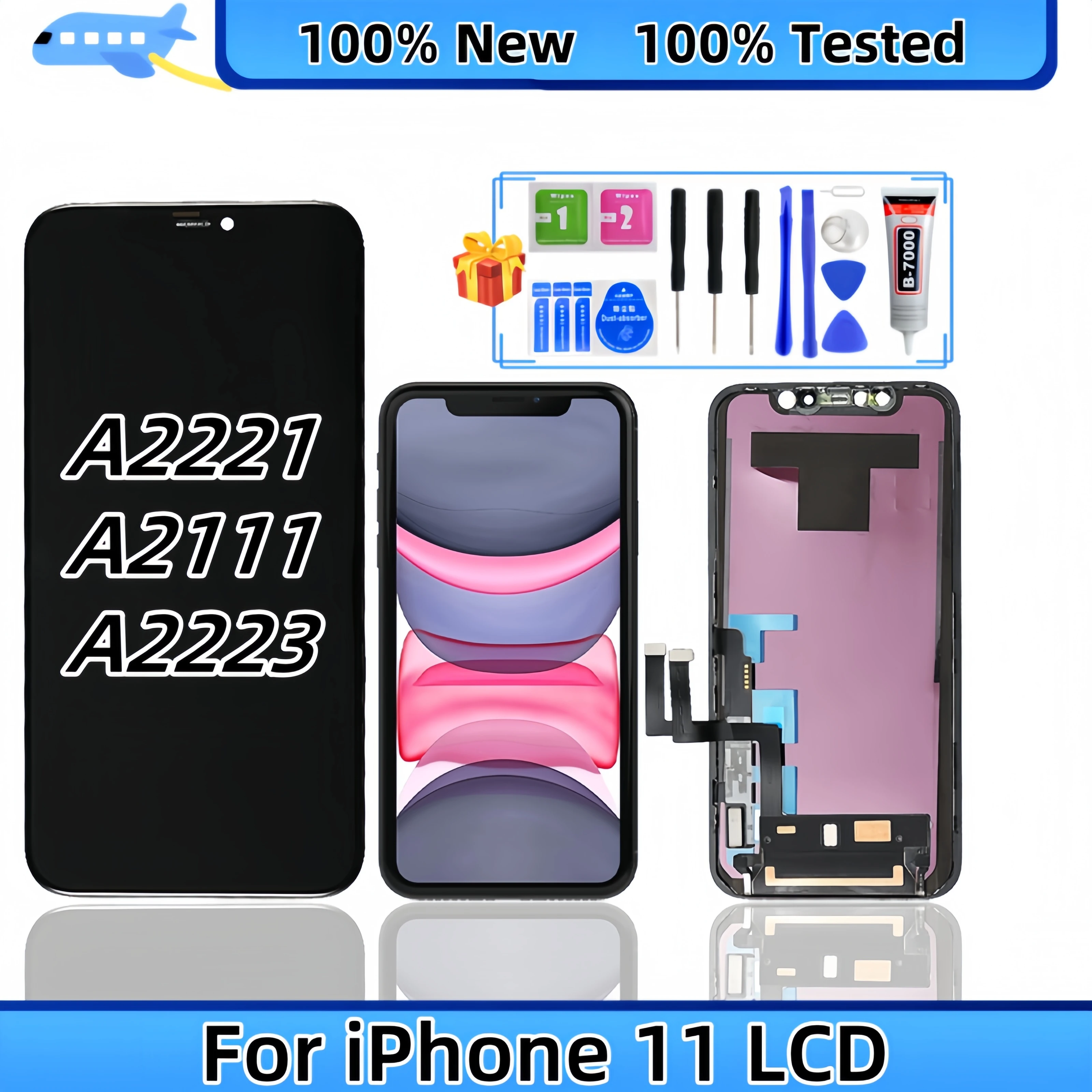 

LCD Display Touch Screen Digitizer Assembly Replacement,Fit for iPhone 11, A2221, A2111, A2223