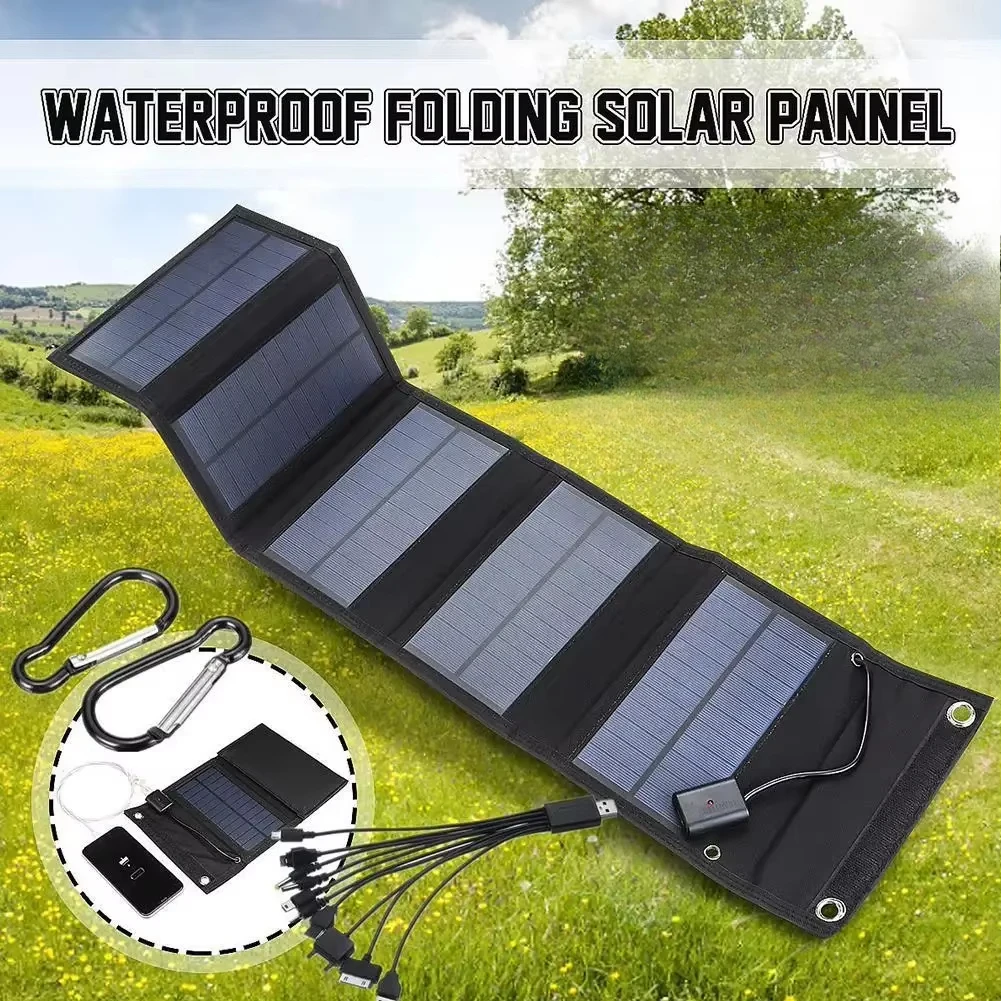 70w painel solar dobrável 5v usb carregador de bateria portátil para telefone celular ao ar livre à prova dwaterproof água power bank para