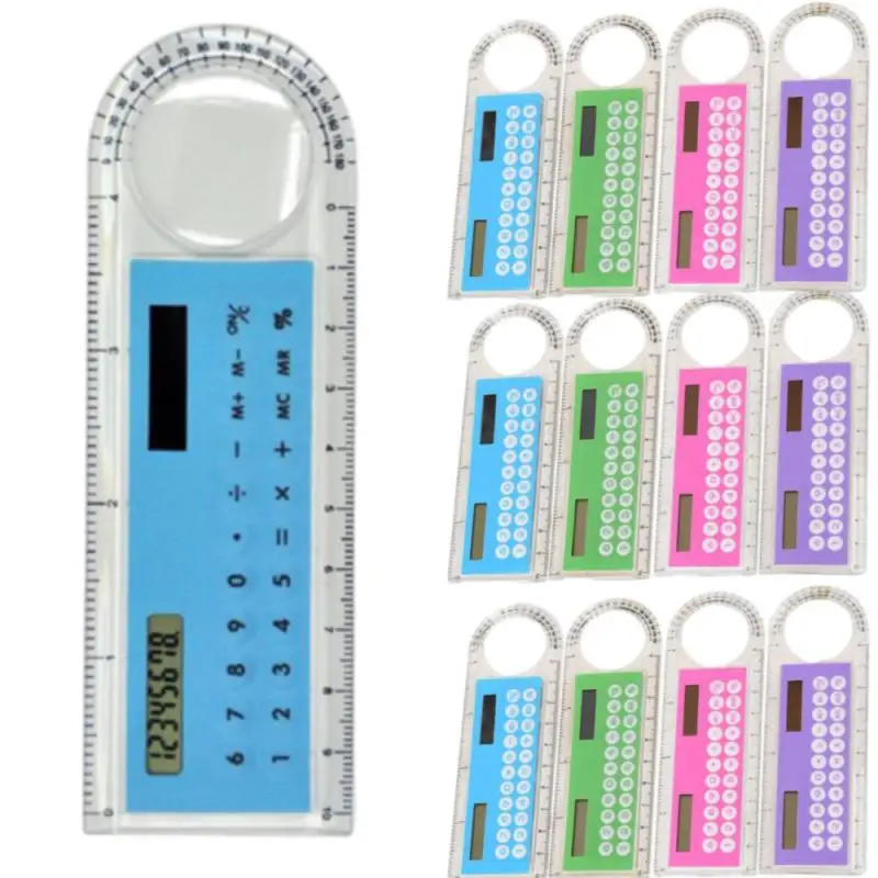 미니 초박형 눈금자, 태양열 계산기, 확대경, 다기능 계산기, 학교 사무용품, 10cm