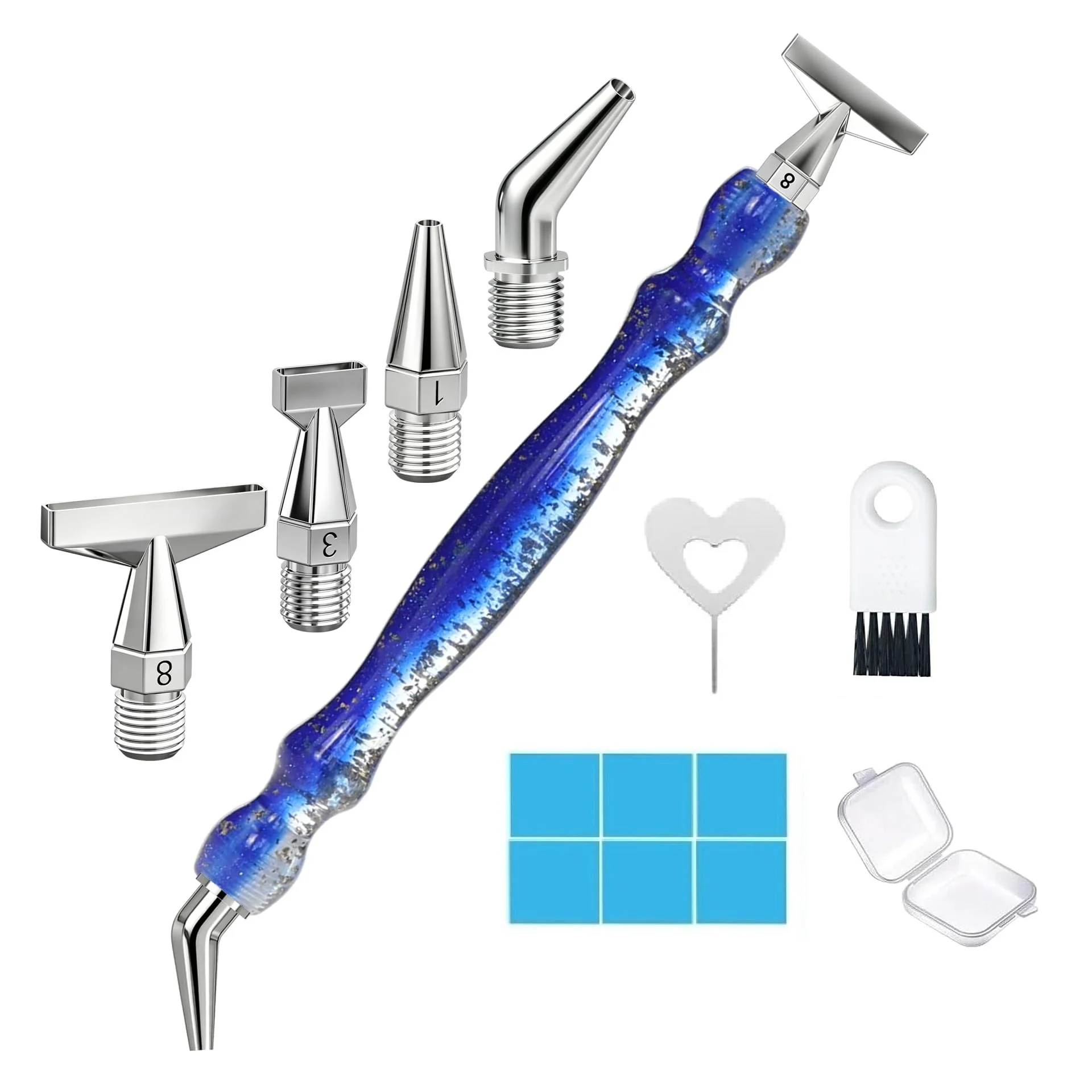 Diamond Painting Pen, with Stainless Steel Threaded Bent Tip/1/3/8 Multifunctional Nib and Diamond Painting Film, Adult Diamond Painting Pen Set, Gemstone Rhinestone Picker, Suitable for Art and Craft Accessories