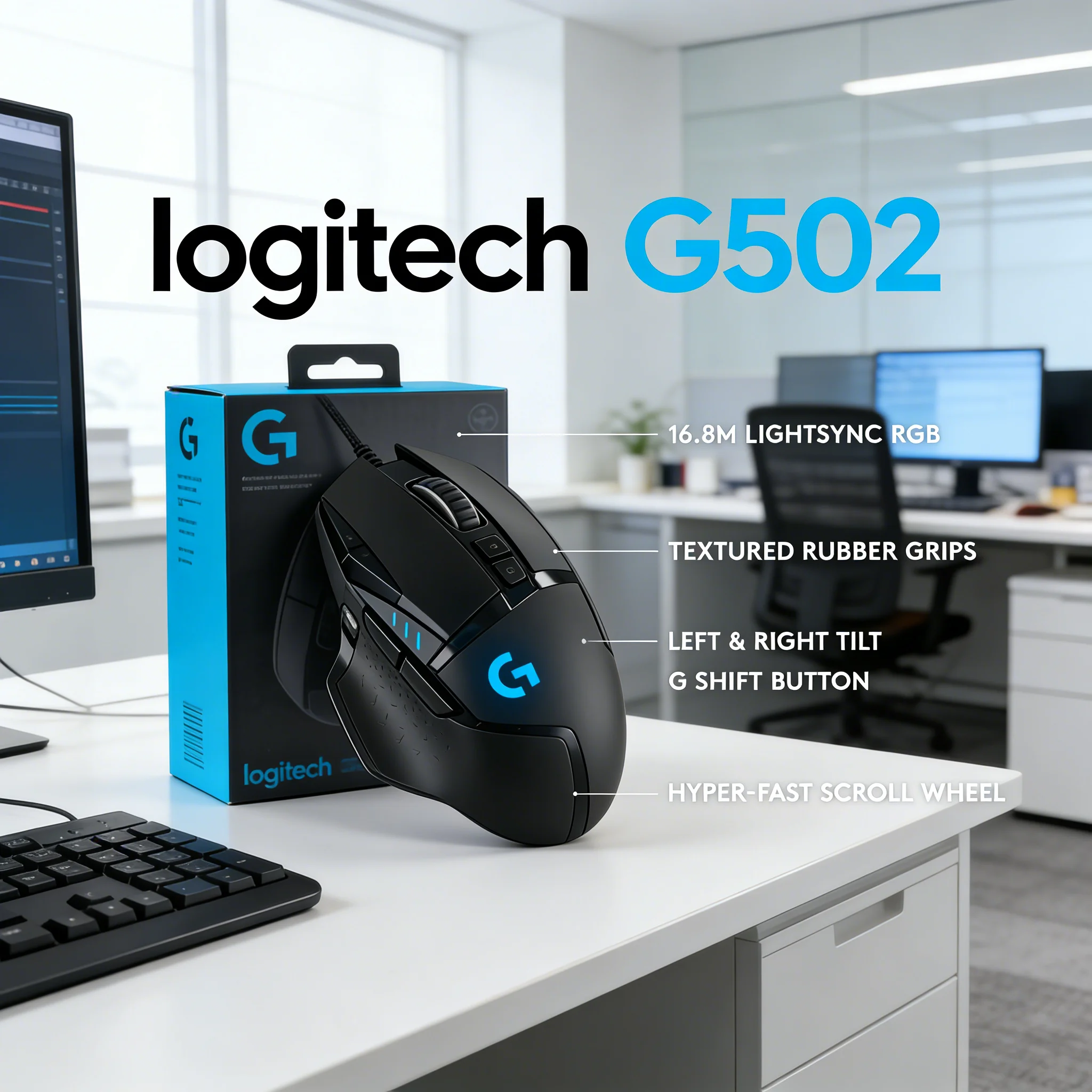 

Logitech G502 HERO LIGHTSPEED Wireless Gaming Mouse 2.4GHz 25600 DPI RGB Customizable Weights 11-Button Esports Mouse