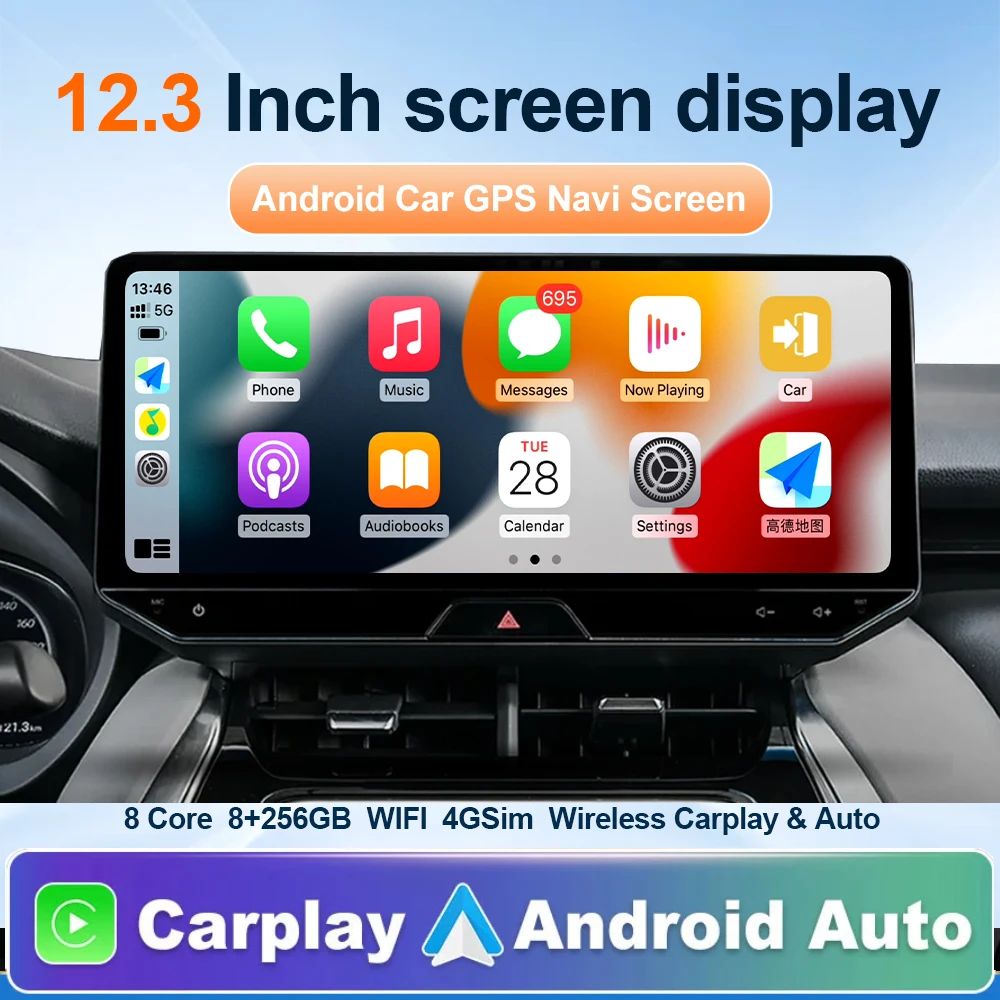 

12.3 Inch QLED Android 13 For Toyota Harrier Venza 2021- Car Multimedia Video Player GPS Navigation Radio 8Core 8+256G Carplay