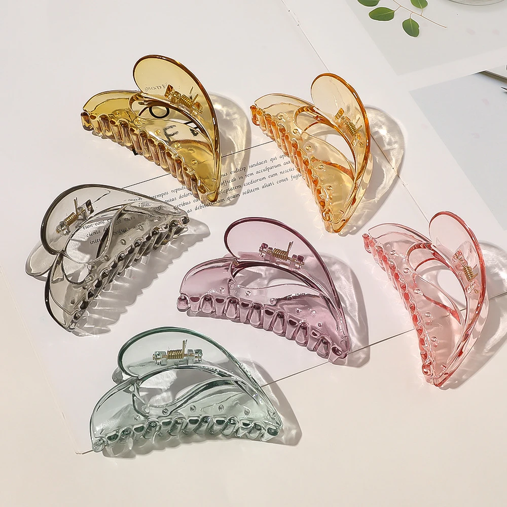 2020 New Large Hair Claw Clip Women Girls High Quality Transparent Plastic Hair Crab Clamps Barrette Hairpins Makeup Accessories