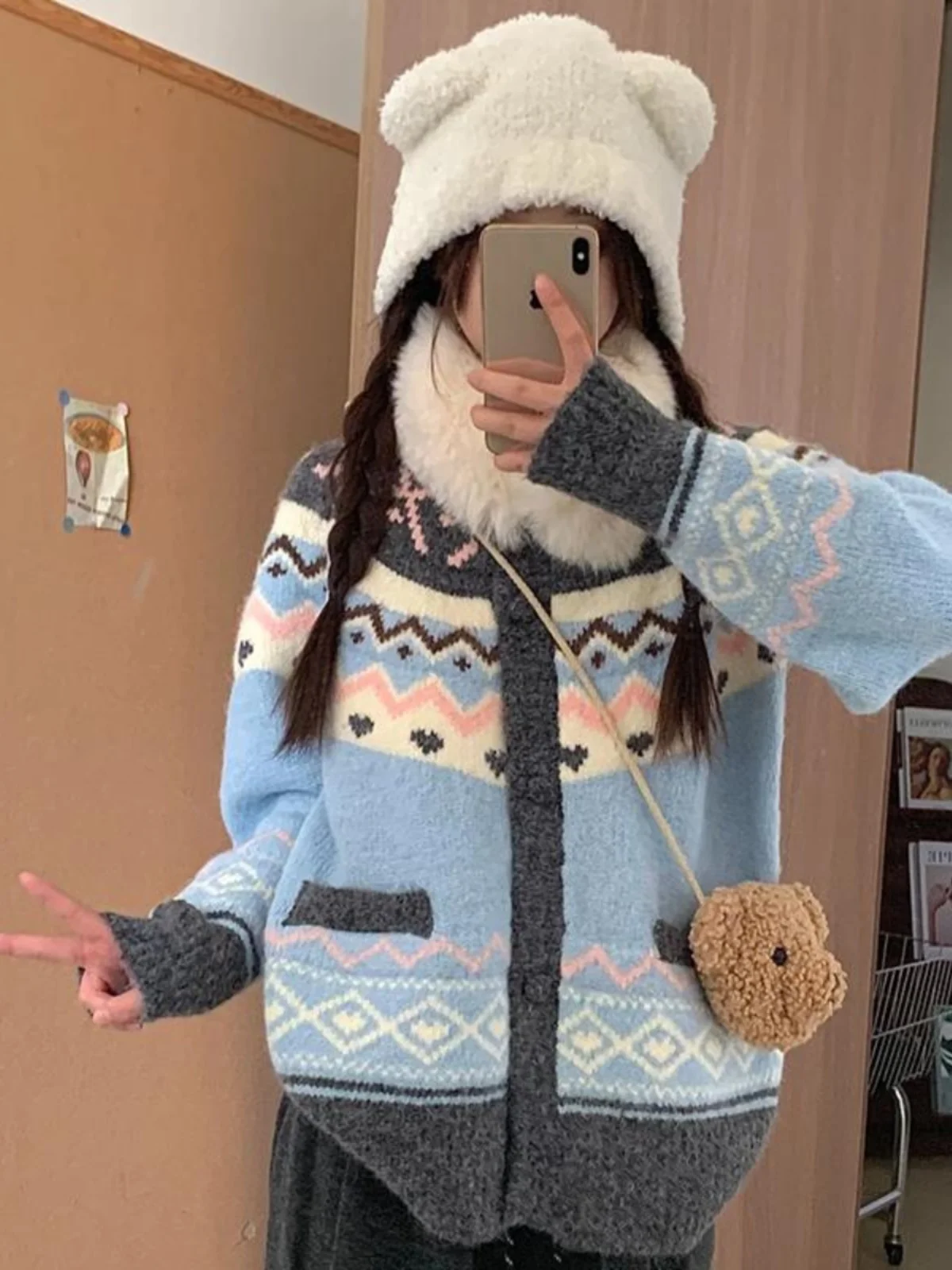 

Вязаный свитер в стиле ретро Nordic Sle Fair Isle, женское пальто Thi Lazy Sle, маленький размер, осень-зима, теплый длинный све, круглый Ne