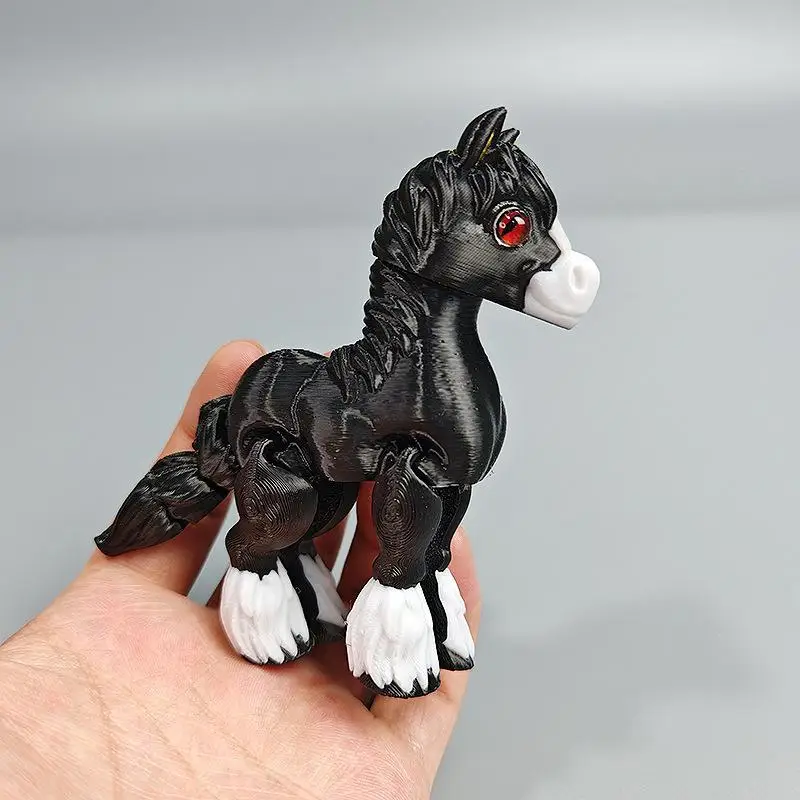 1pc 3D Printed Horse Animals Multi-joint Movable Mini Cute Relief Sensory Toy Funny Home Accessories Kids Gift Desktop Ornament