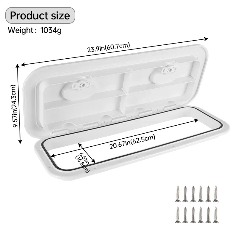 Marine Hatch Cover 24x12 Inch ABS Deck Access Hatch with Non-Slip Surface for Boats RV Caravan Waterproof UV Resistant