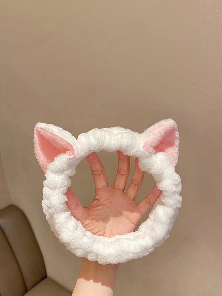 Haarband Katze Korallen Plüsch Stirnband Niedliche Weiche Haarschleife Stirnband Haarband Waschen Gesicht Make-Up Stirnband Verband Mädchen Zubehör – Detail 6