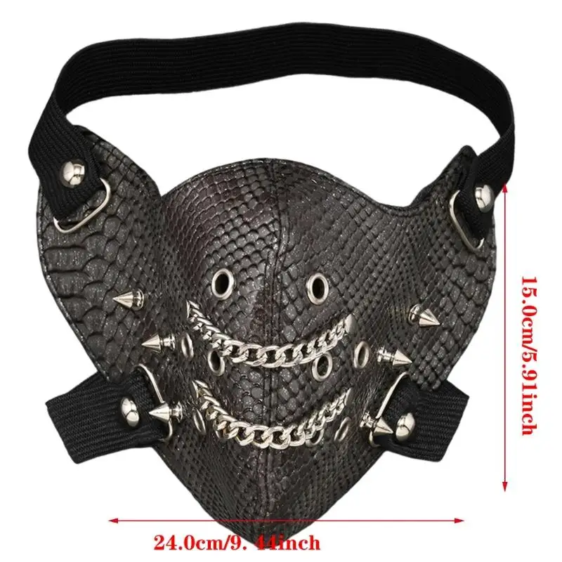 652F قناع دراجة نارية لراكبي الدراجات النارية على الطراز القوطي الشرير بنصف وجه مضاد للغبار، هدايا قناع رياضي