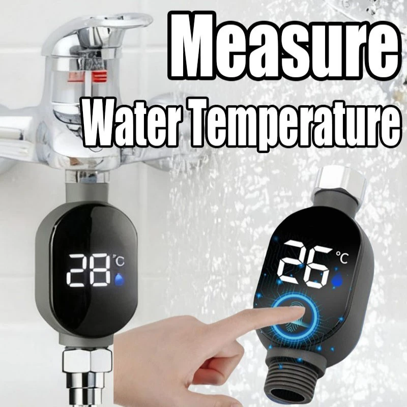 Water Temperature Gauge 1/2 Inch Digital Sensor LED Display Thermometer for Shower Water Heater Bathroom Easy Installation Tool