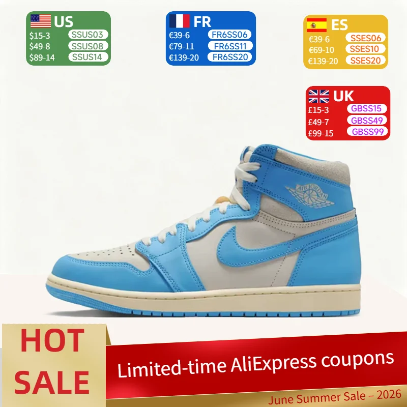 Nike Jordan Air Jordan 1 Tênis de basquete retrô de cano alto confortável, versátil, antiderrapante e durável para homens DZ5485-402