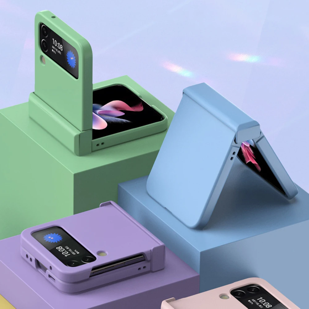 For Samsung Galaxy Z Flip3/4 5G Phone Case Macaron Color Plastic Foldable Soft-Touch Back Protective Cover for SamsungZ Flip3 4