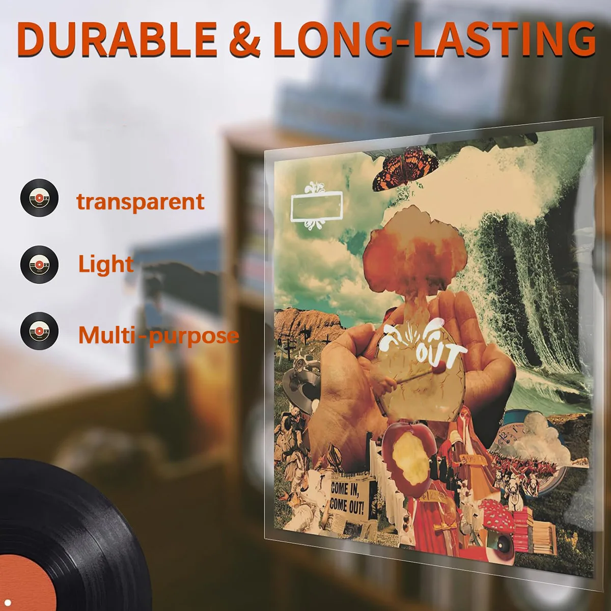 12-inch vinyl record protective sleeve, transparent bag for turntable LP records, open record bag, 32.3cm*32cm, 20/50 pieces