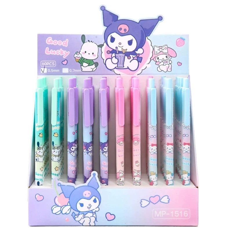 Lápis mecânico Sanrio Cartoon, Kuromi Melody Pochacco, Lápis móveis, Papelaria estudante da escola primária, preto 0,5 0,7, 12-60pcs