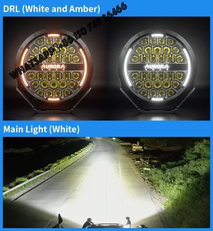 

Hot Sale AURORA 9-Inch Round Offroad Work Truck Light Dual-Color DRL Off Road LED Driving Spot Light