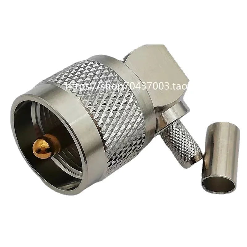 1Pcs SL16 PL259 UHF Male Plug Right Angle Connector UHF Male PL259 Crimp for RG58 RG142 LMR195 LMR200 RG400 RG223 Cable Brass