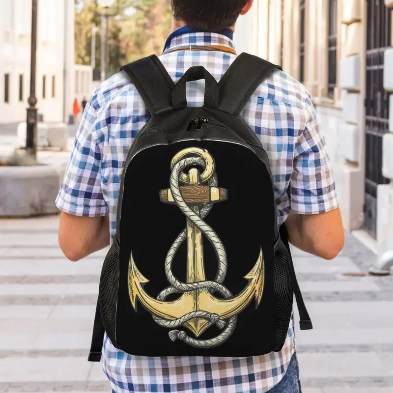 Nautical captain anchor laptop backpack men women basic bookbag for college school students sailor adventure bags