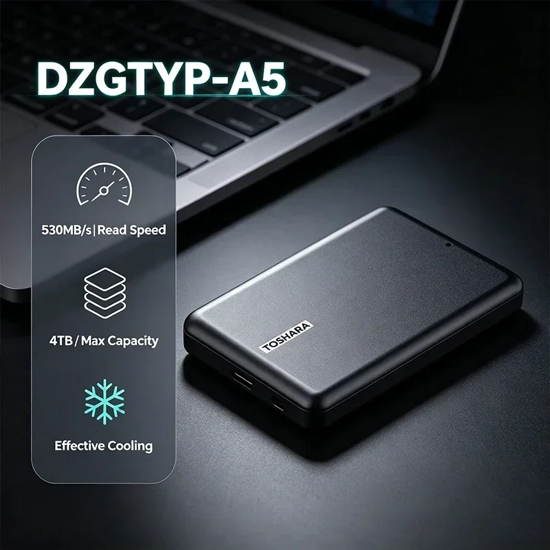 TOSHARA A5 Portable External Hard Drive USB3.0 HDD 1TB 2TB 4TB High Speed SSD Hard Disk Data Storage Disk for Laptop Mac Android