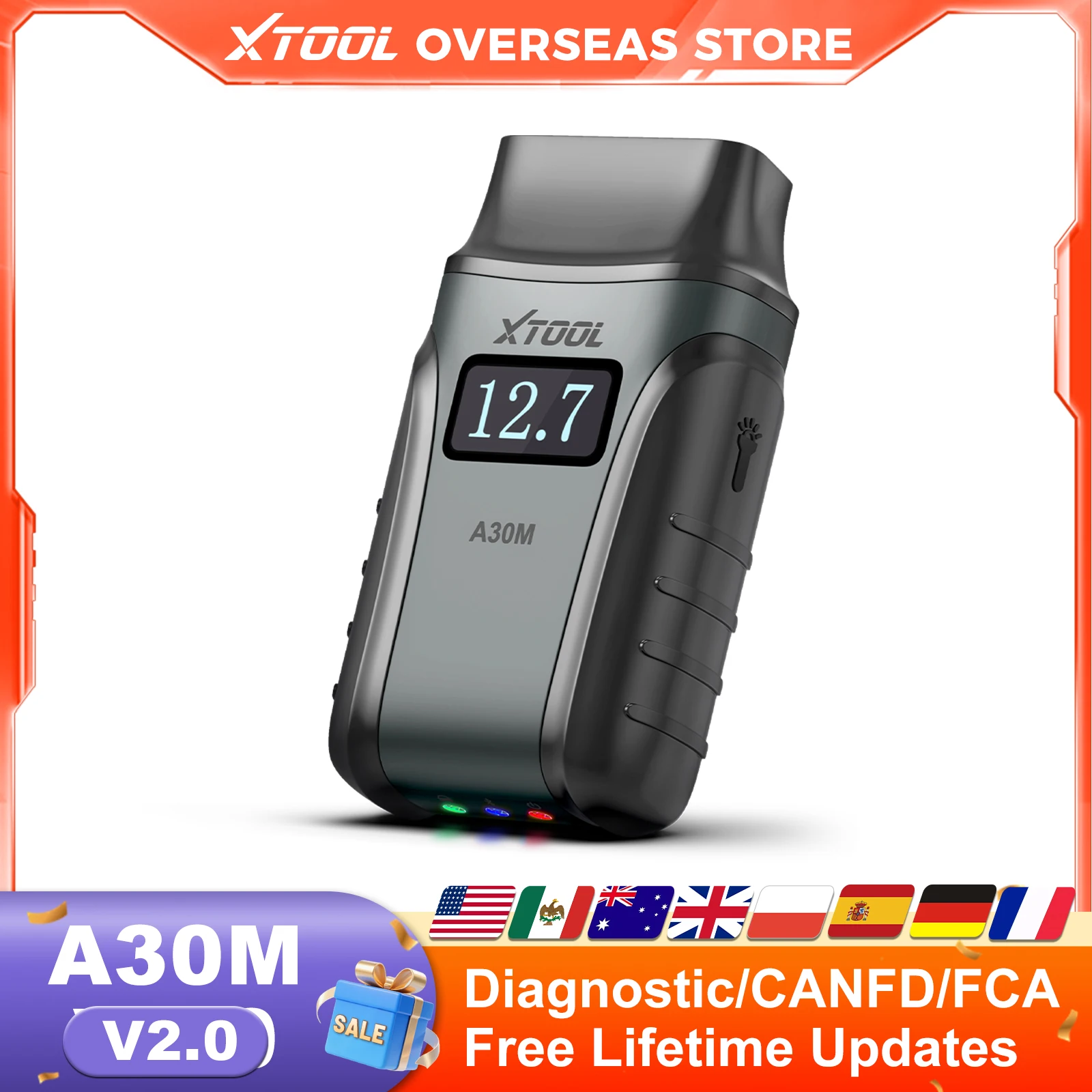 

Диагностический сканер XTOOL A30M V2.0 Kit для полной диагностики систем, двунаправленный OBD2-сканер с функцией автосканирования, 26+ функций сброса, поддержка FCA CAN, пожизненные бесплатные обновления.