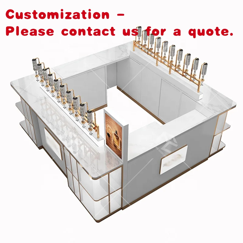 

custom.Modern Perfume Bar Manufacturers Beauty Shop Counter Showcase Design Mall H Shaped Size Perfume Kiosk Display Count