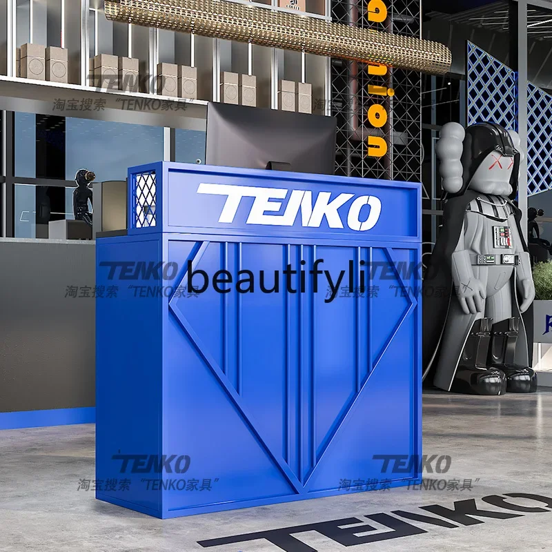 Lada barowa w stylu industrialnym, biurko kasjera, mała, vintage, do siłowni, do kawiarni z herbatą mleczną, do restauracji BBQ, kreatywna lada recepcyjna