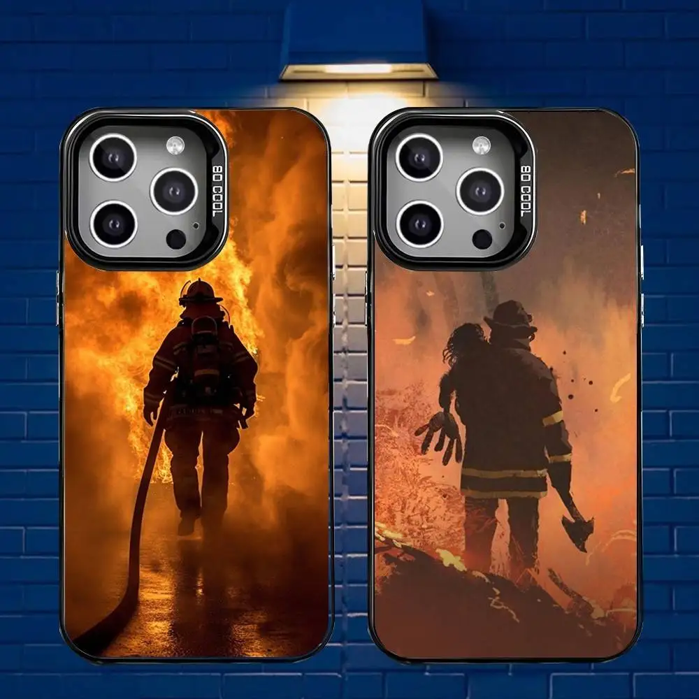 

Fire Safety Firefighter Phone Case For iPhone 17,16,15,14,13,12,X,8,Pro,Max,Plus,SE4,Air,Mini Black Matte Durable Hard