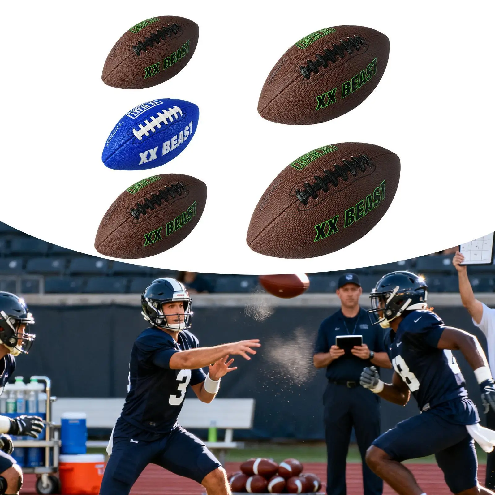 Rugby Ball American Football Water Resistant Equipment Portable Training Gift Sports Nonslip for Graduation Gym Anniversary