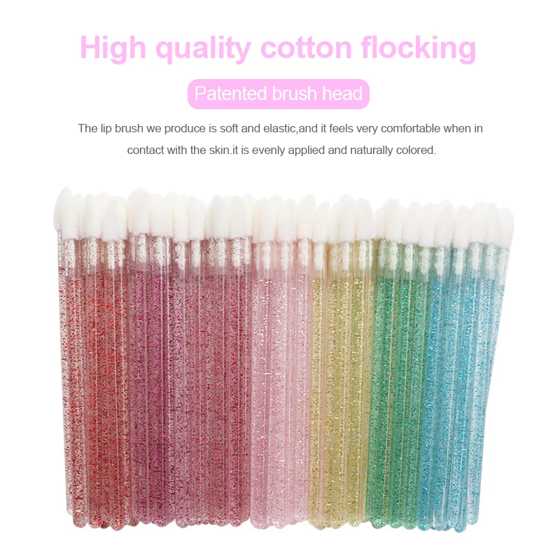 50 Uds. Pincel de labios desechable, pinceles de maquillaje, aplicador de lápiz labial, varitas, venta al por mayor, herramienta de extensión de pestañas, accesorios de belleza