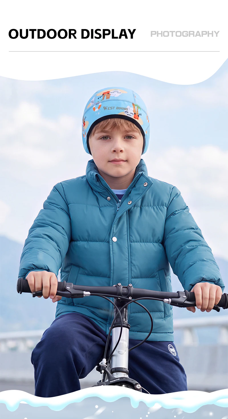 WEST BIKING Fahrradkappe für Jungen und Mädchen, Winter-Thermo-Fleece Fahrrad-Schädelmütze, winddicht, atmungsaktiv, für Outdoor-Sport, Helmfutter-Beanie – Detail 11