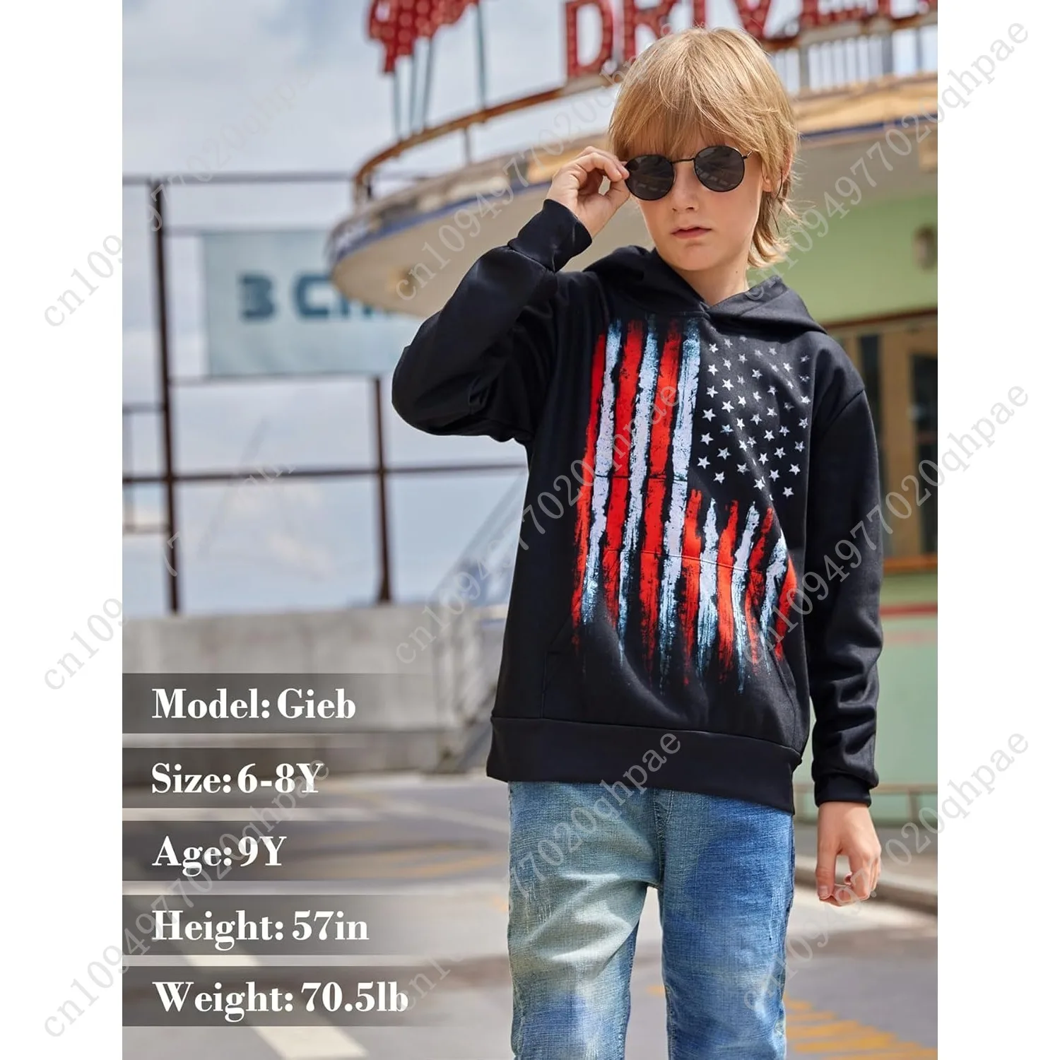 سويت شيرت Goodstoworld للأولاد والبنات بغطاء للرأس برسومات ثلاثية الأبعاد من الصوف الدافئ مع جيوب مقاس 5-16 سنة