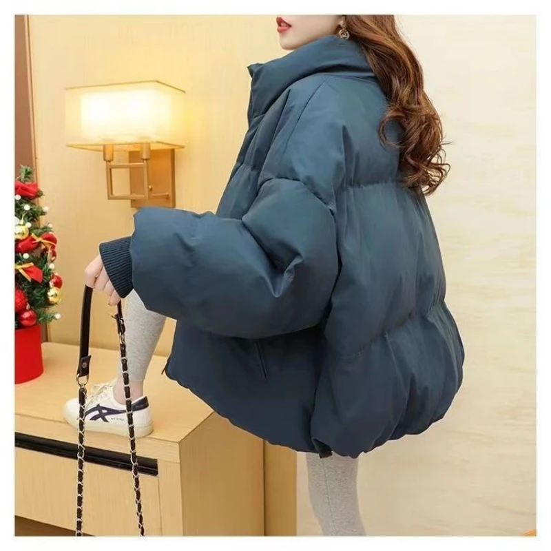 Inverno nova cor sólida gola manga longa moda parkas feminino high street casual zíper retalhos cardigan quente grosso topo