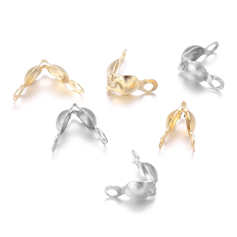 50 قطعة الفولاذ المقاوم للصدأ موصل المشبك الكرة سلسلة كالوت نهاية العقص الخرز موصل مكونات لصنع المجوهرات عقد دي اي واي