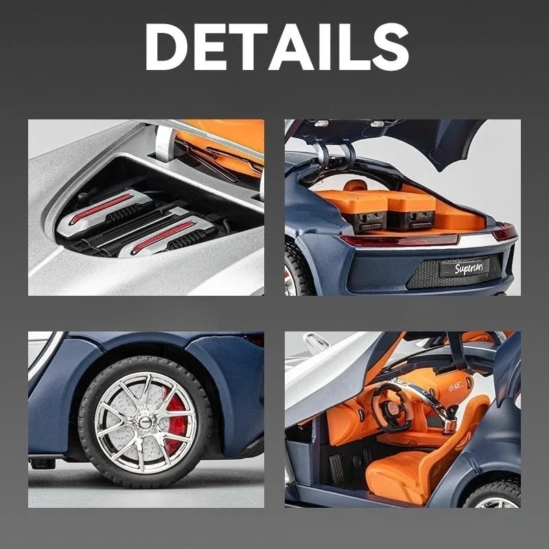 1/24 Bugatti Atlantic Diecast Speelgoedauto Miniatuur Klassiek Model Terugtrekken Geluid En Lichtcollectie Cadeau Voor Jongenskinderen