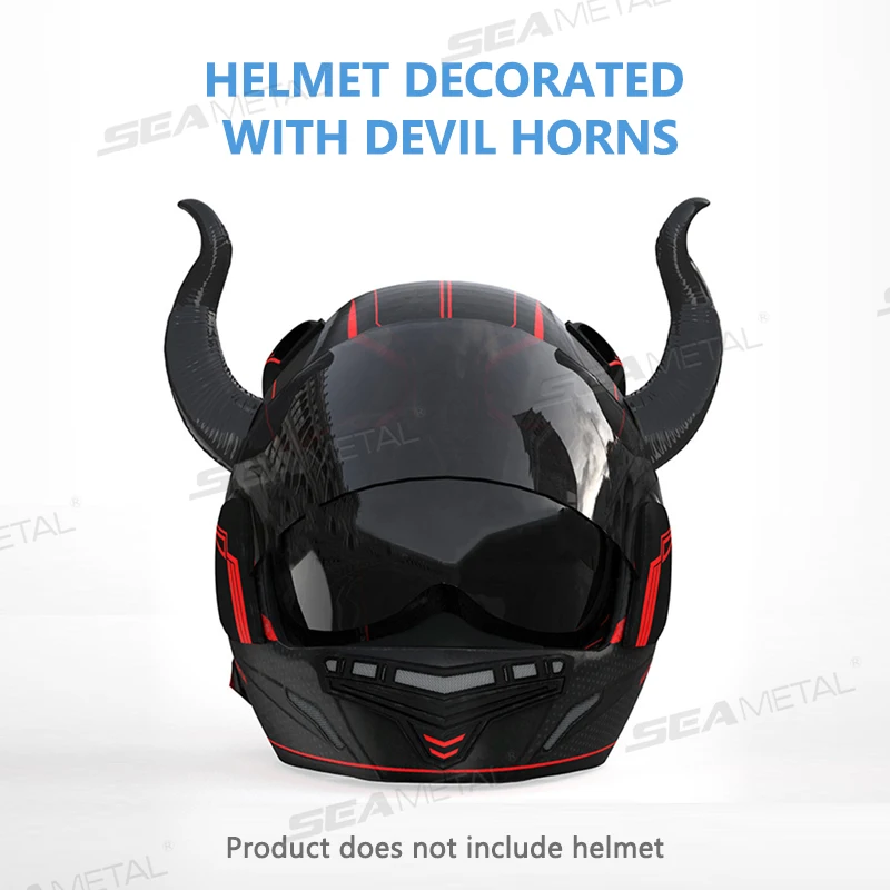 SEAMETAL Simulation Helmet Decoration Devil Horns Super Cool Funny Motorcycle Motorcycle Electric Car Helmet Suction Cup Horns