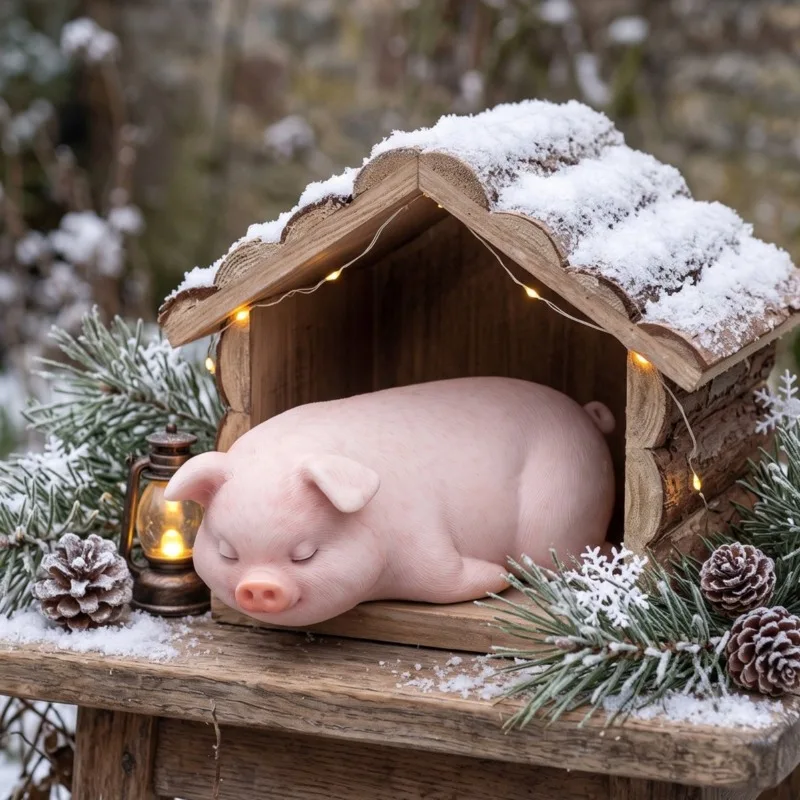 Resin Simulation Pig Sculpture Ornaments Living Room Outdoor Courtyard Balcony Animal Statue Display Crafts Garden Decoration