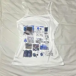 2000s Camisole Top Digital Printing Grunge Crop Top Y2k Clothes Vintage Punk Women's Corset Tank Top Baby Tee  Emo girl