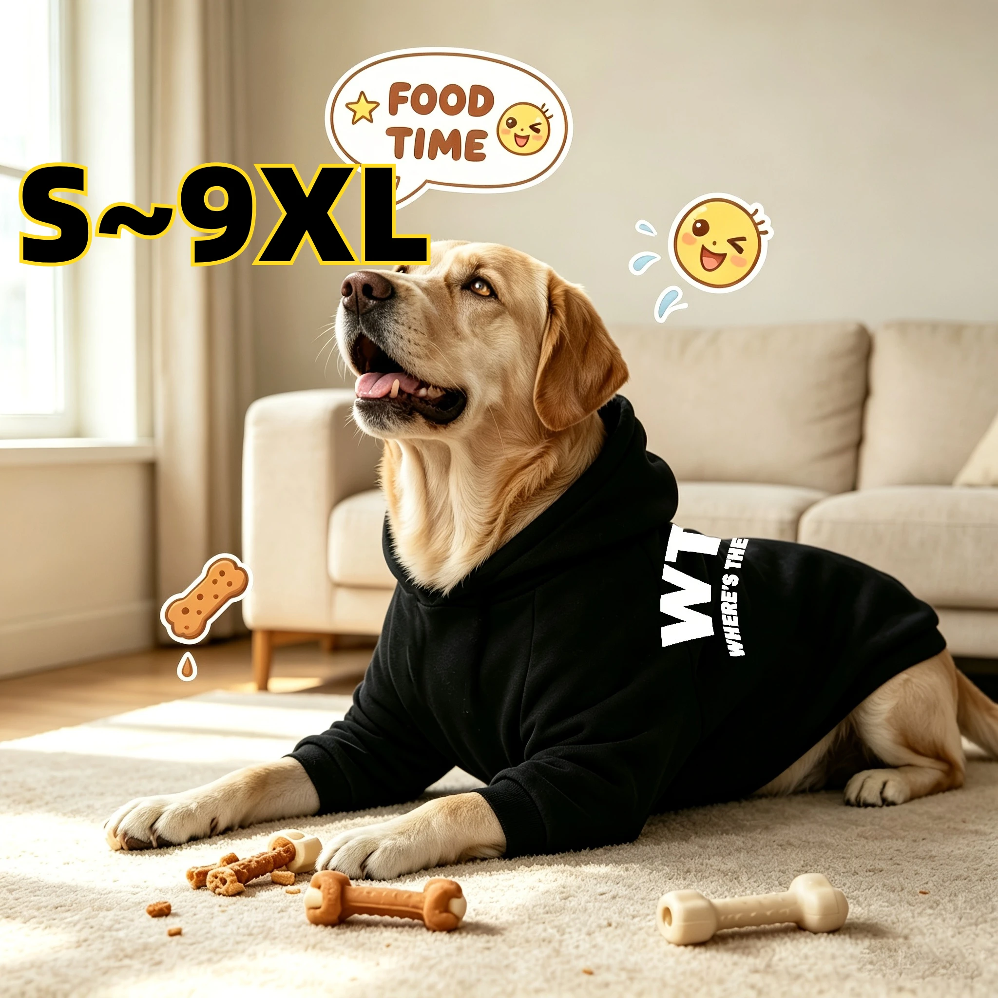 New Autumn Warm Dog Hooded Sweatshirt Plush -Lined Pet Hooded Apparel Soft Clothing for Dog Walking with Medium To Large Dogs