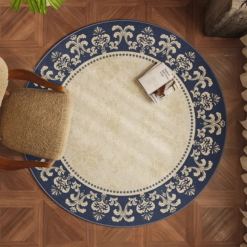 VIKAMA Study Wheelchair Cushion Ruffled Rug Round Minimalist Style Classical Living Room Room Easy to Clean Mat Home Decoration