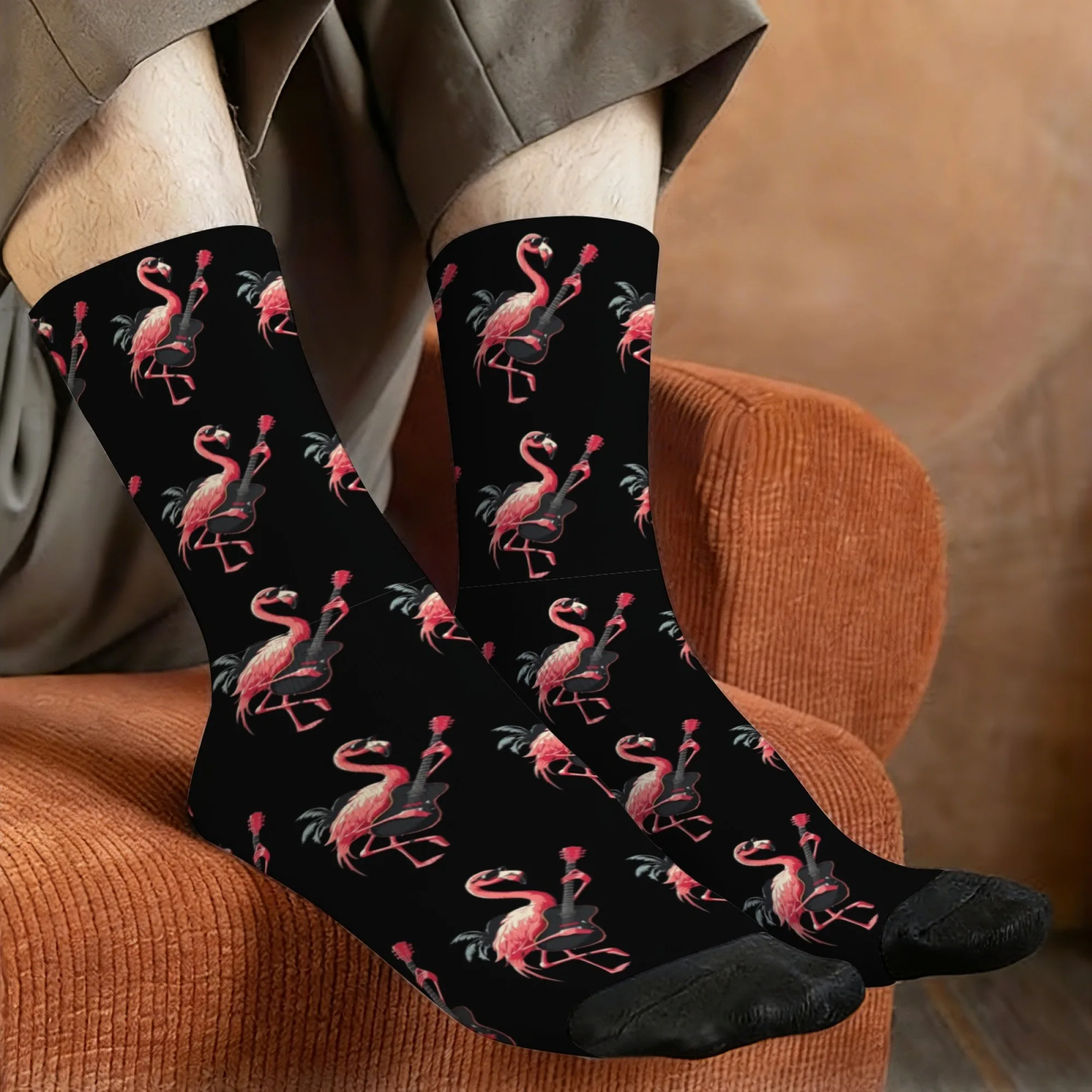 Quirky Novel Flamingo Print Socks Soft Comfortable Skin-friendly Men's Socks Outdoor Sports Fitness Street Art Fun Parties Gifts
