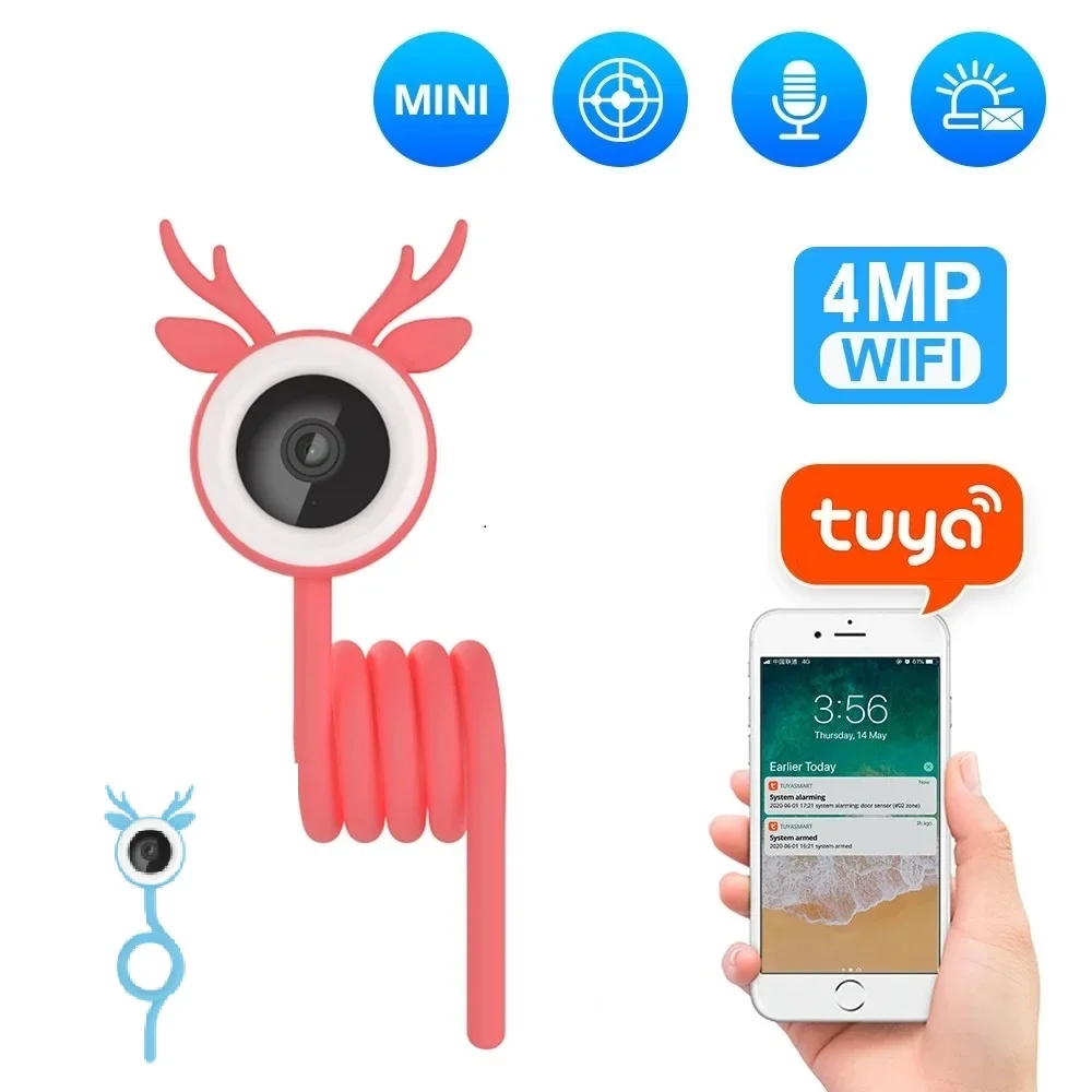 Smarthome-Mini caméra de surveillance IP sans fil Tuya Baby Monitor HD, caméra de sécurité, surveillance CCTV, WiFi, température, humidité