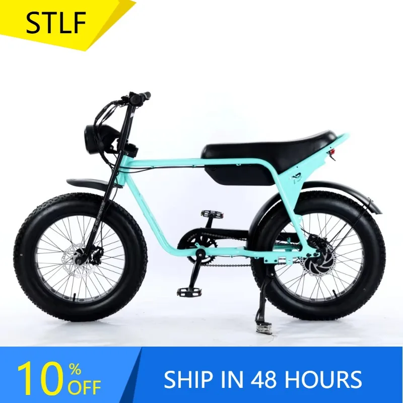 BR Fat Tire Mountain Road E-Bike 48V 13Ah 60km 500W/750W Rear Hub Motor Disc Brake High-Carbon Steel Frame Super Retro Model 73