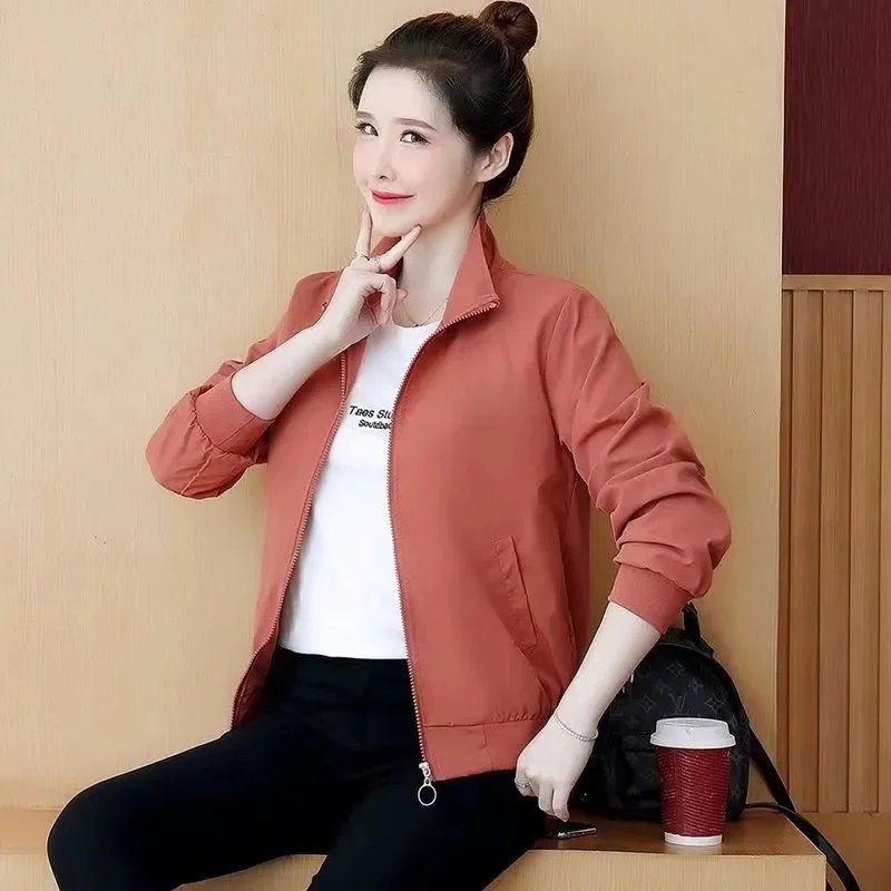 2024 New Autumn Women Jacket Coat Long Sleeve Casual Jackets Windbreaker Female Pocket Zipper Jacket Loose Outwear