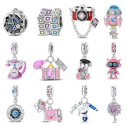 New 925 Sterling Silver Time Machine Time Travel Camera Charms Bead Fit 3mm 925 Original Bracelets DIY Jewelry Birthday Gift