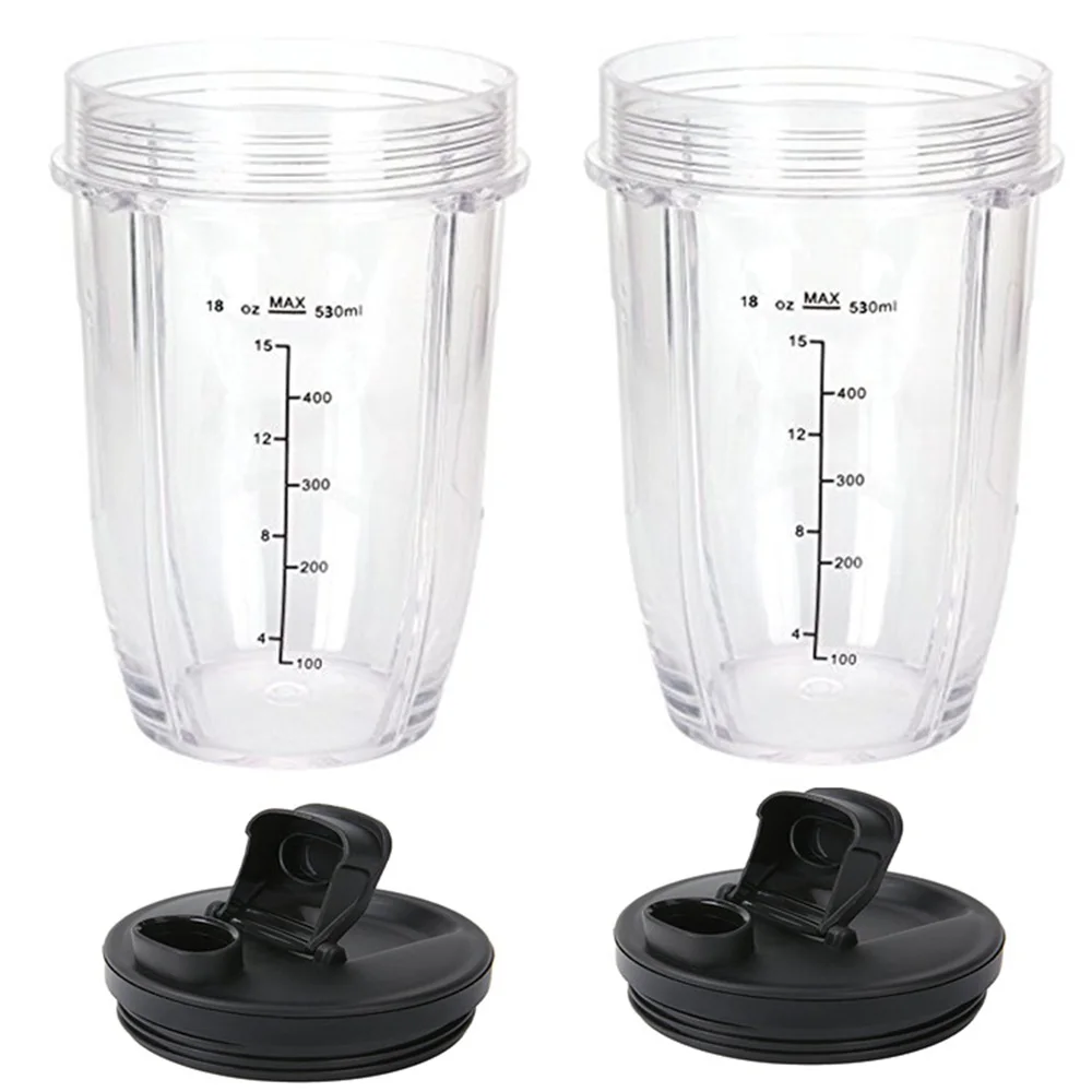 2PCS 18oz Jar cup with Spout Lid for 900w 1000w Nutri Ninja Blender Auto iQ 900w 1000w& BL640/641/BL642/BL642W/BL642Z