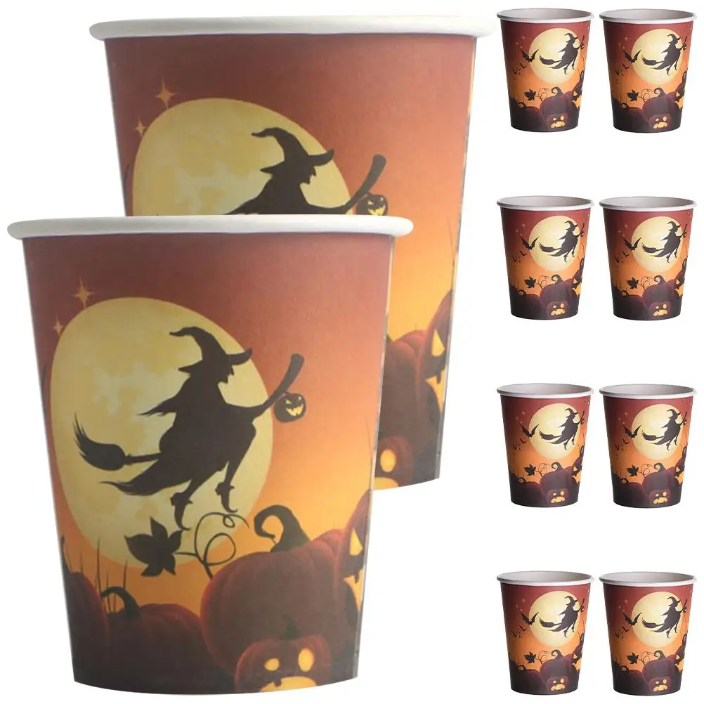 

50 Pcs Paper Cups for Halloween Party Disposable Coffee Tableware Kit Supplies Sturdy Safe Paper Cup Practical