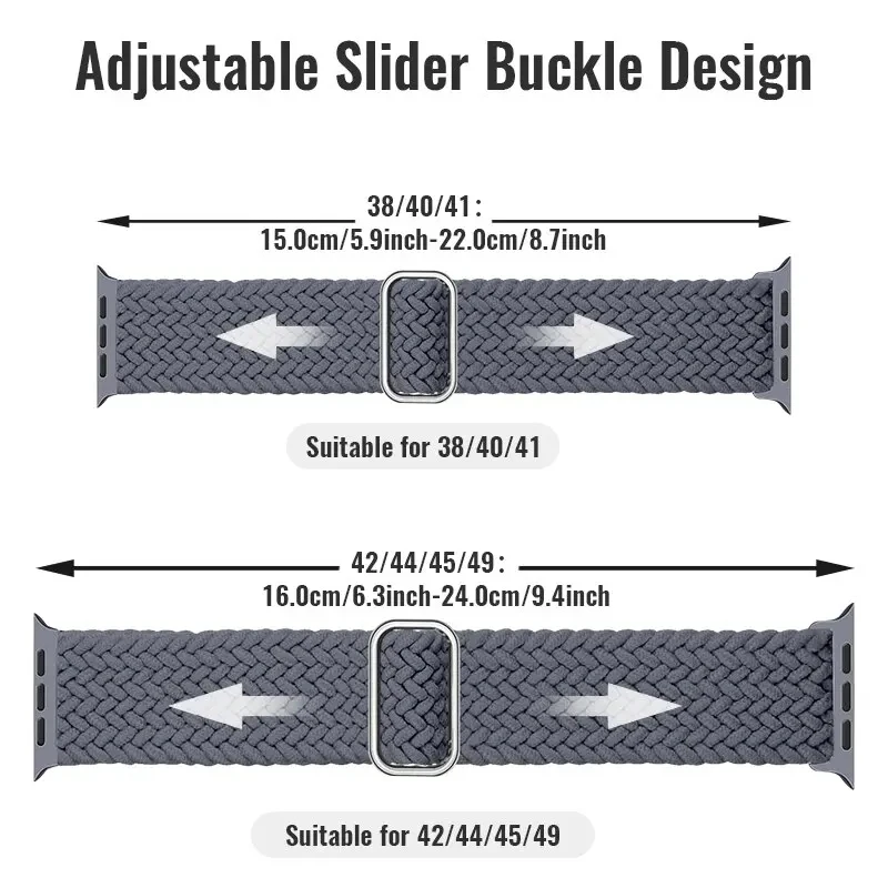 2 Packs for Apple Watch Bands 38mm 40mm 41mm 42mm 44mm 45mm 49mm, Nylon Stretch Band Fits for IWatch Series8/7/6/5/4/3/2/1/SE