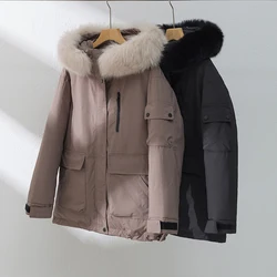 Winter Cotton Padded Puffer Jacket Hooded Warm Parka Big Fur Collar Down Jacket Women Thick Parkas Female Loose Outerwear